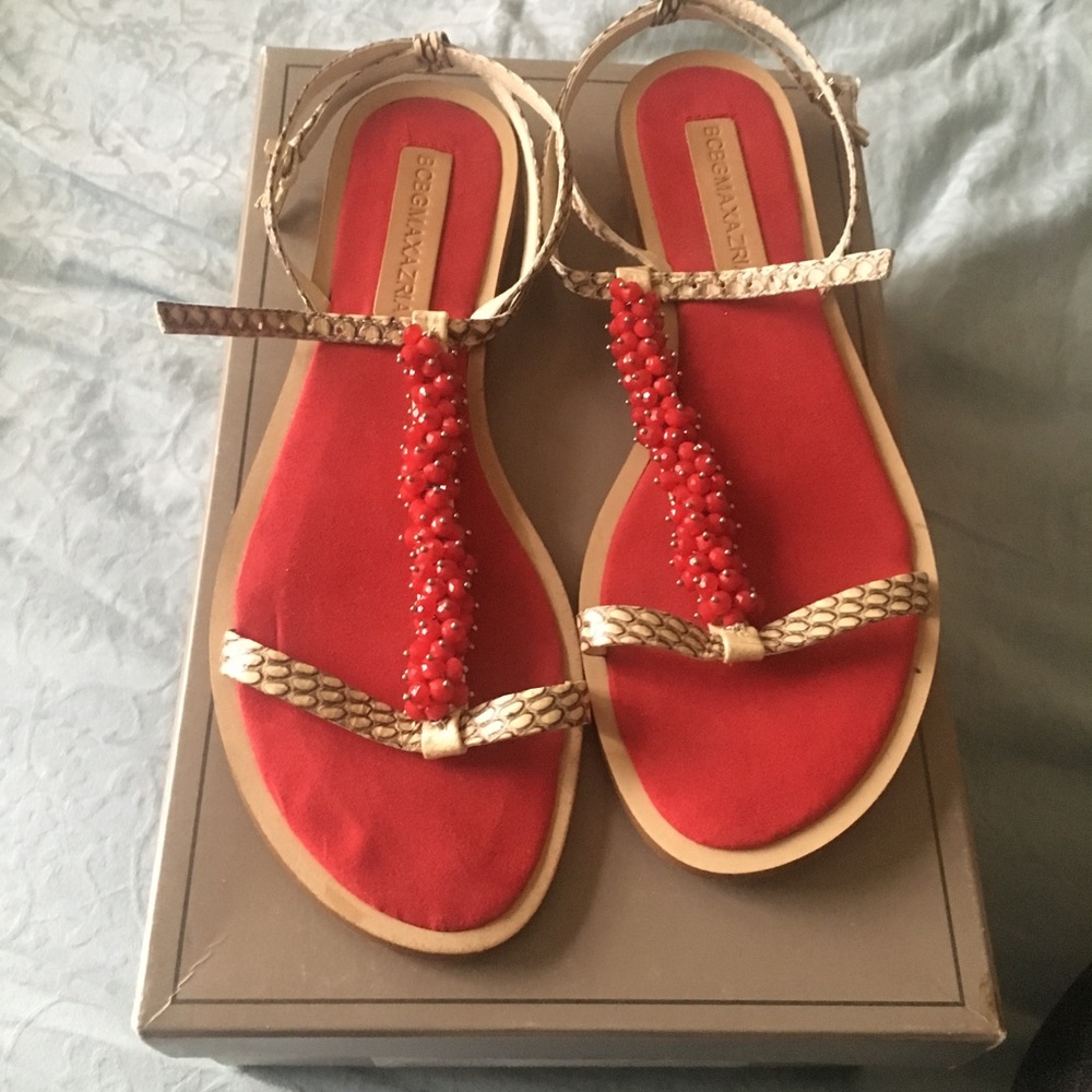 BCBG two tone snake sandal